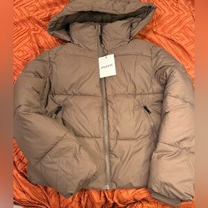 Puffit Brown Cropped Puffer Jacket Size XS NEW with Tags